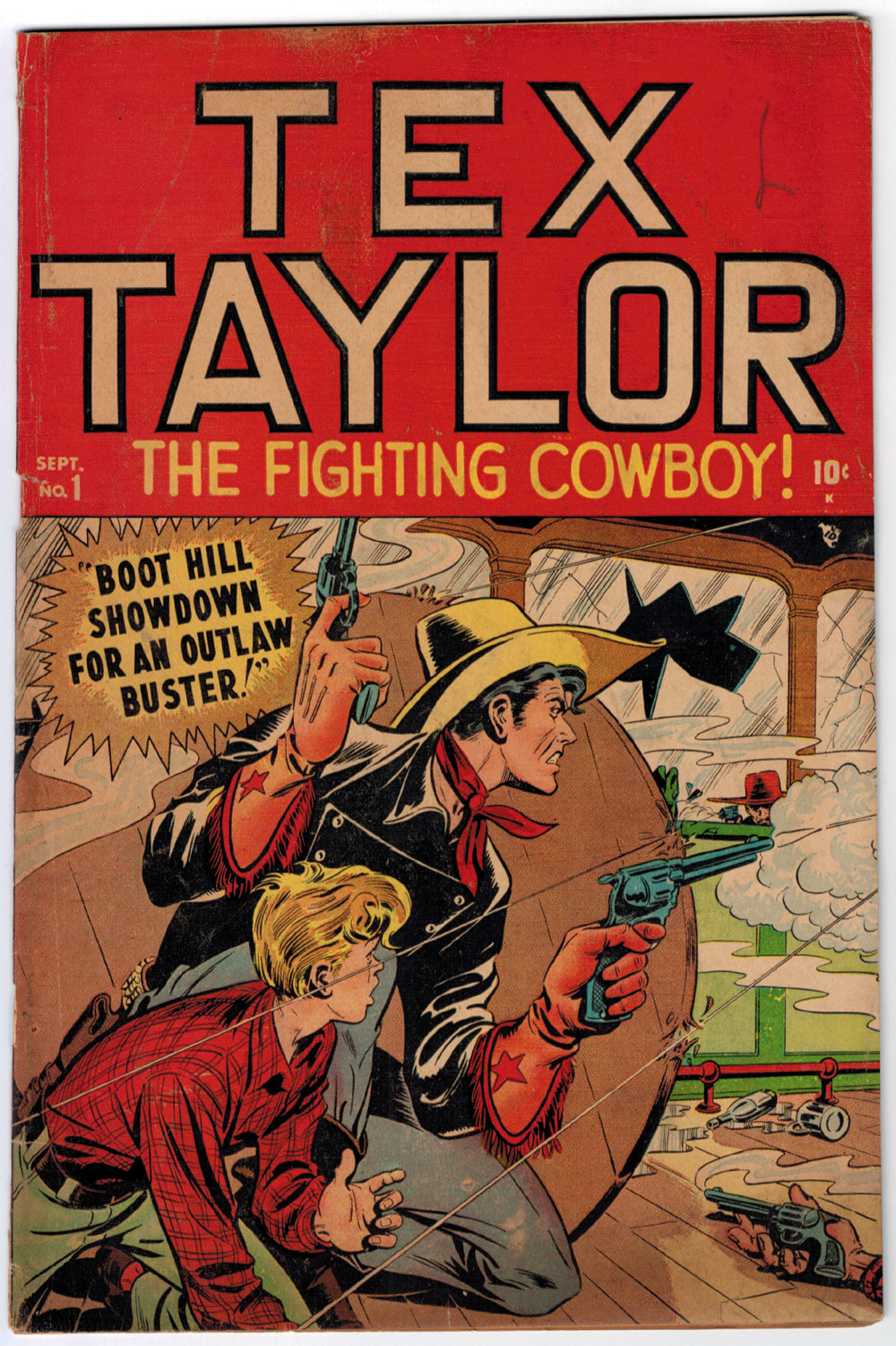 Tex Taylor The Fighting Cowboy 1 4 0 Off White to White Pages Golden Age